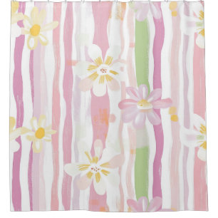 Pastel Retro Floral (9) Shower Curtain