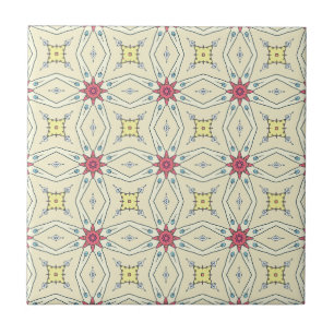 Pastel Retro Geometric Pattern Ceramic Tile