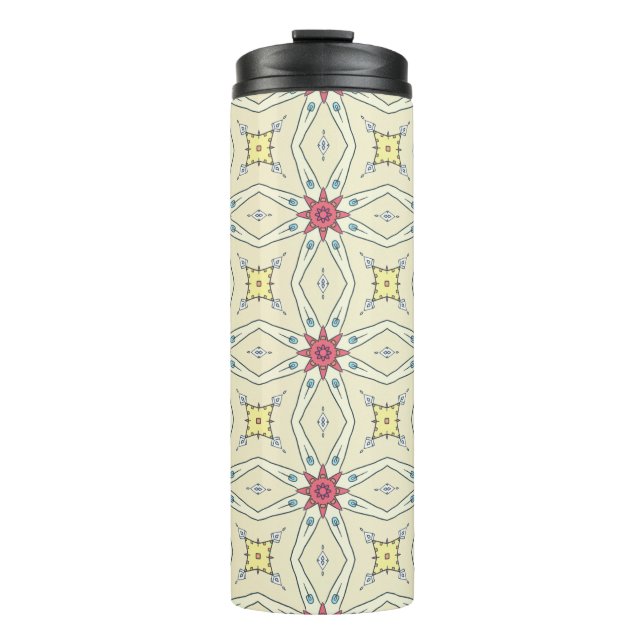 Pastel Retro Geometric Pattern Thermal Tumbler (Front)