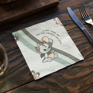 Pastel Retro Green Orange Balloons Baby Dragon Napkin