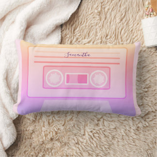 Pastel Retro Light Pink 90s y2k Cassette Dorm Lumbar Cushion