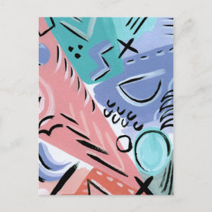 Pastel, retro print postcard
