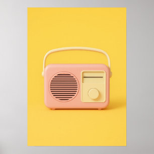 Pastel Retro Radio Minimalist Pop Art Poster