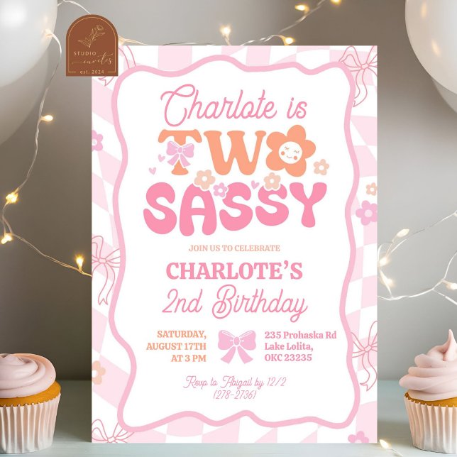 Pastel Retro Rainbow Two Sassy 2nd Birthday Invitation (Creator Uploaded)