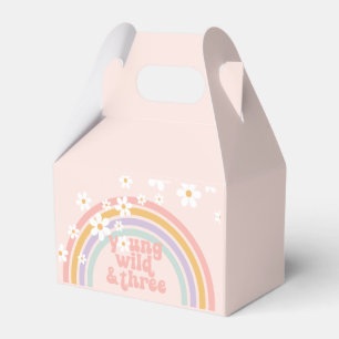 Pastel Retro Rainbow with Daisies Young Wild Three Favour Box