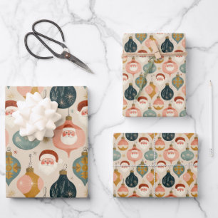 Pastel Retro Santa Wrapping Paper