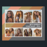 Pastel Retro Stripe 8 Photo Collage Girls Weekend Faux Canvas Print<br><div class="desc">A fun souvenir of Spring Break or Other Fun Vacation! Includes an 8 Photo template in a simple grid with a white border. A fun,  retro stripe pattern with stripes on a grey background. and a simple font make a modern,  minimal design.</div>