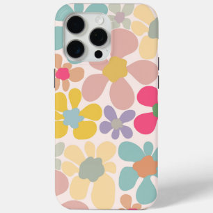 Pastel Retro Wavy Flowers iPhone 15 Pro Max Case