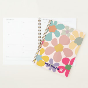 Pastel Retro Wavy Flowers Planner