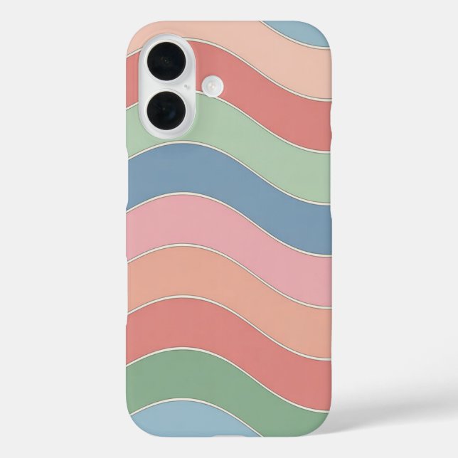 Pastel Retro Wavy Stripes Pattern Case-Mate iPhone Case (Back)