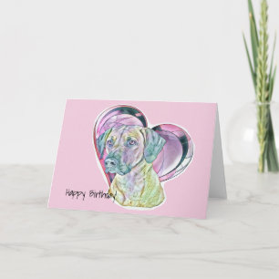 Pastel Rhodesian Ridgeback Stained Glass Heart    Card