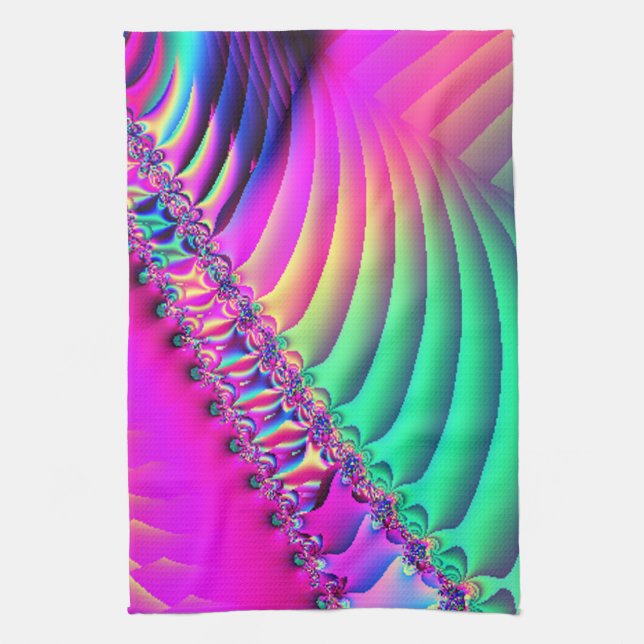 Pastel Ribbon Fractal Tea Towel (Vertical)