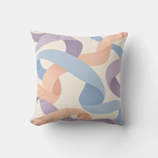 Pastel Ribbon Loops in Peach Lilac and Blue Cushion