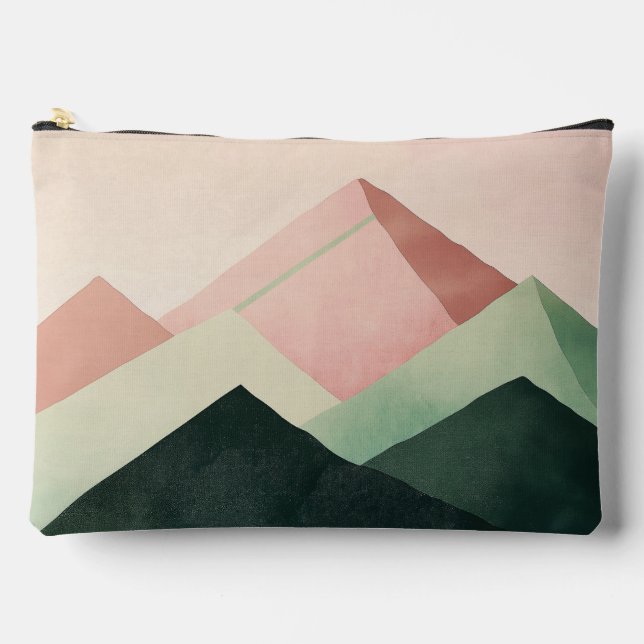 Pastel Ridge – Geometric Mountain Landscape #1 Accessory Pouch (Front)