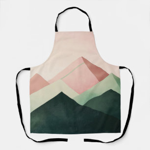 Pastel Ridge – Geometric Mountain Landscape #1 Apron