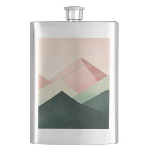 Pastel Ridge – Geometric Mountain Landscape #1 Hip Flask