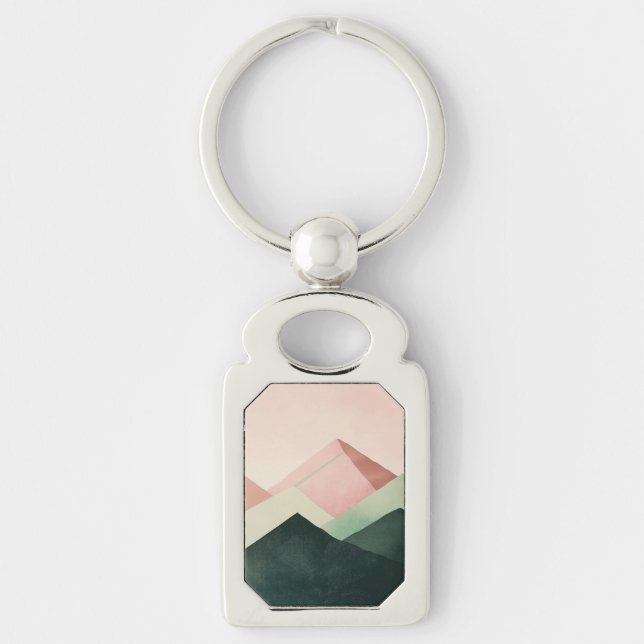 Pastel Ridge – Geometric Mountain Landscape #1 Key Ring (Front)