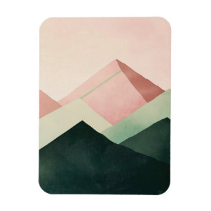 Pastel Ridge – Geometric Mountain Landscape #1 Magnet