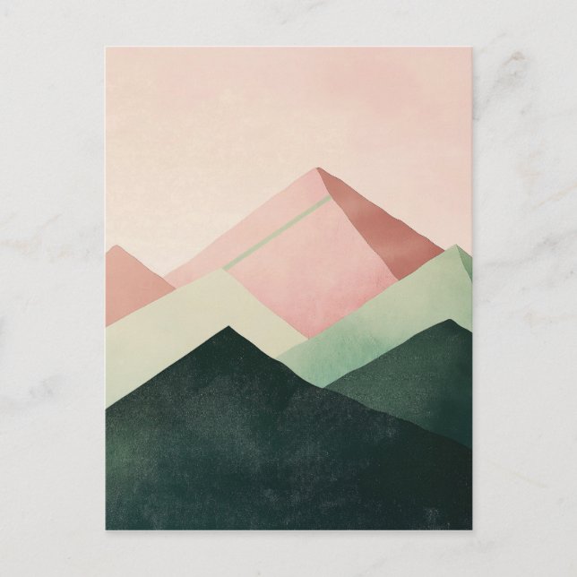 Pastel Ridge – Geometric Mountain Landscape #1 Postcard (Front)