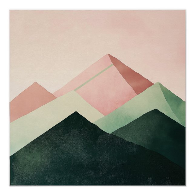 Pastel Ridge – Geometric Mountain Landscape #1 Poster (Front)