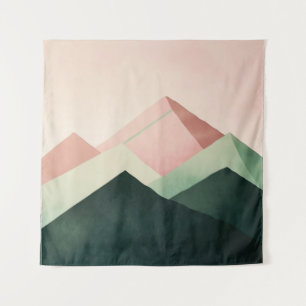 Pastel Ridge – Geometric Mountain Landscape #1 Tapestry