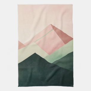 Pastel Ridge – Geometric Mountain Landscape #1 Tea Towel