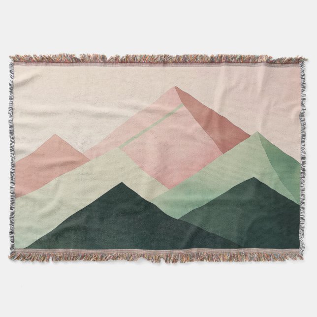 Pastel Ridge – Geometric Mountain Landscape #1 Throw Blanket (Front)