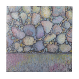Pastel River Rock and Pebbles Ceramic Tile