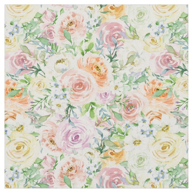 Pastel Romantic Garden Fabric (Close Up)