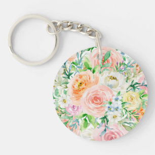 Pastel romantic garden key ring