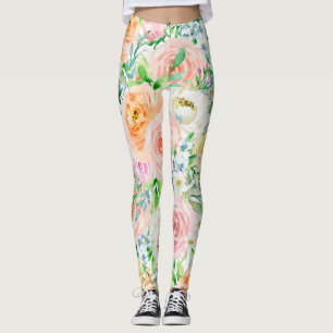 Pastel romantic garden leggings