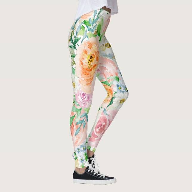 Pastel romantic garden leggings (Right)