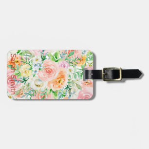 Pastel romantic garden luggage tag