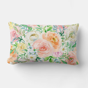 Pastel romantic garden lumbar cushion