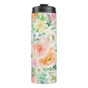 Pastel romantic garden thermal tumbler