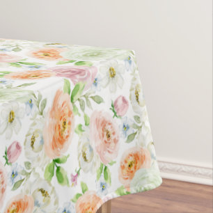 Pastel Romantic Roses Pattern Tablecloth