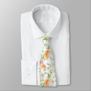 Pastel Romantic Roses Pattern Tie