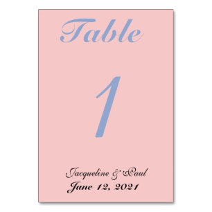 Pastel Rose and Blue Wedding Reception Numbers Table Number