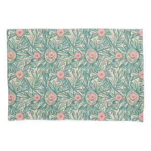 Pastel Rose & Botanical Greenery Pattern Pillowcase