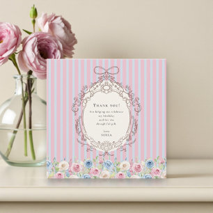 Pastel Rose Bouquet  coquette Birthday  Thank You Card