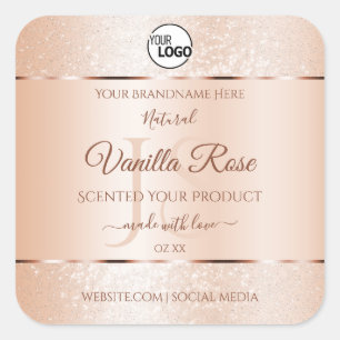 Pastel Rose Coral Product Labels Initials Add Logo