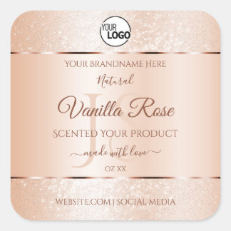 Pastel Rose Coral Product Labels Initials Add Logo