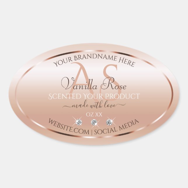 Pastel Rose Coral Product Labels Jewels Initials (Front)