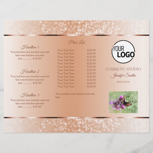 Pastel Rose Coral Sparkling Glitters Glam Border Flyer (Front)