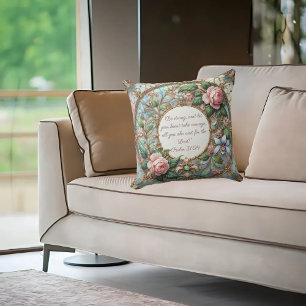 Pastel Rose Garden Customisable Bible Verse Cushion