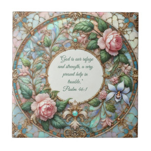 Pastel Rose Garden Customisable Bible Verses Ceramic Tile