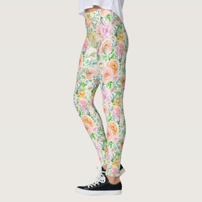 Pastel Rose Garden Leggings (Left)