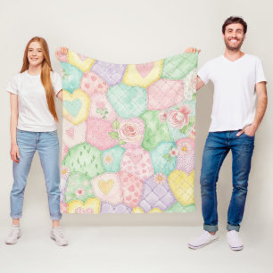 Pastel Rose Garden Pattern Fleece Blanket