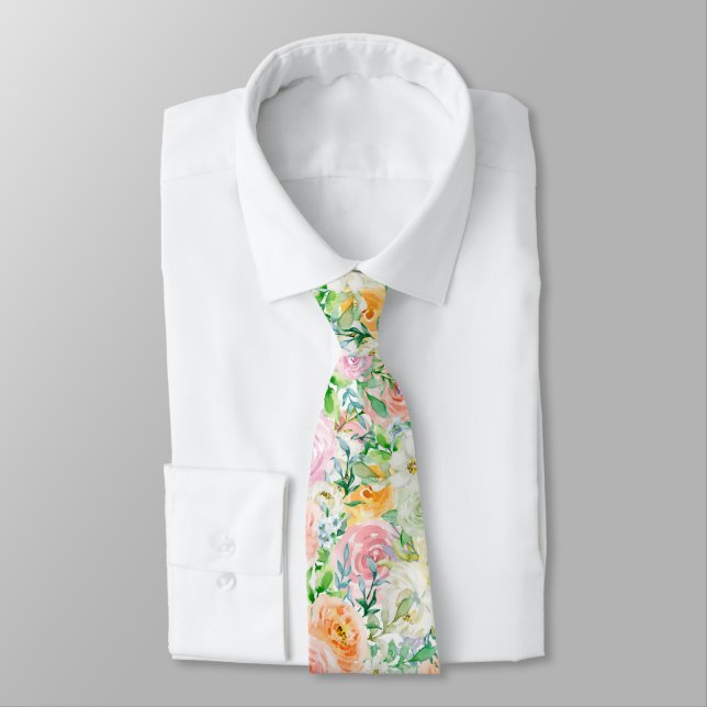Pastel Rose Garden Tie (Tied)