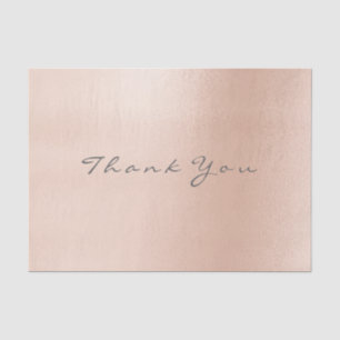 Pastel Rose Gold Blush Pink Grey Thank You Name Tissue Paper